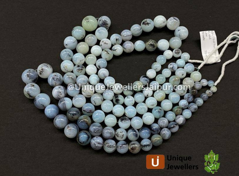 Peruvian Blue Opal Smooth Round Ball Beads